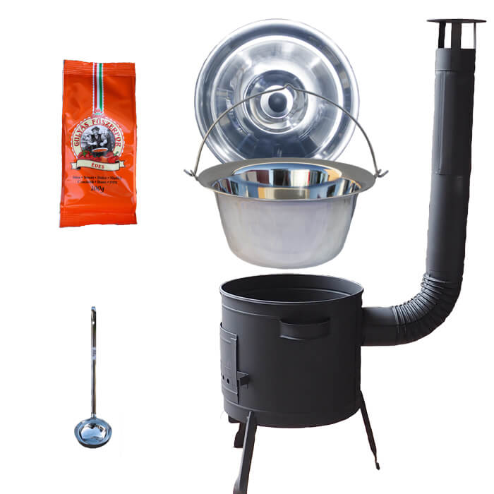 Nerezový kotlík 22 L (0,8 mm) + nerezová pokrievka + nízka žiaruvzdorná kotlina (0,8 mm) 42 PLUS 600